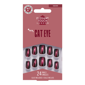 Elegant Touch Unghie Finte Con Colla - Colore Gel Finish Inky Blue - 24 Pezzi, Vegane E Cruelty-Free
